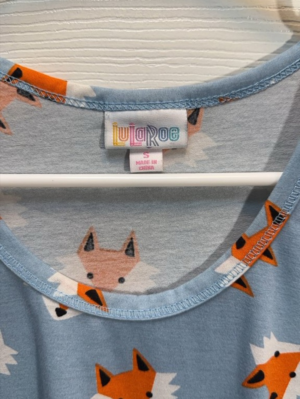 LuLaRoe Blue Tank Top with Orange Fox Print - Picture 2 of 3